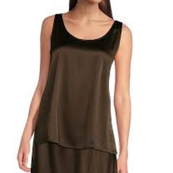 NWT Eileen Fisher WREN Stretch silk Charmeuse Scoop Neck Tank - Picture 1 of 5